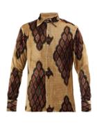 Matchesfashion.com 73 London - Geometric-print Velvet Shirt - Mens - Gold Multi