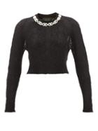 Simone Rocha - Beaded-neckline Mohair-blend Sweater - Womens - Black