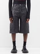 Youths In Balaclava - Quilted Leather Shorts - Mens - Black