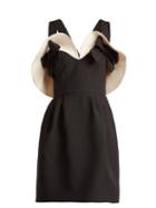 Matchesfashion.com Valentino - Bow Detailed Wool And Silk Blend Dress - Womens - Black White