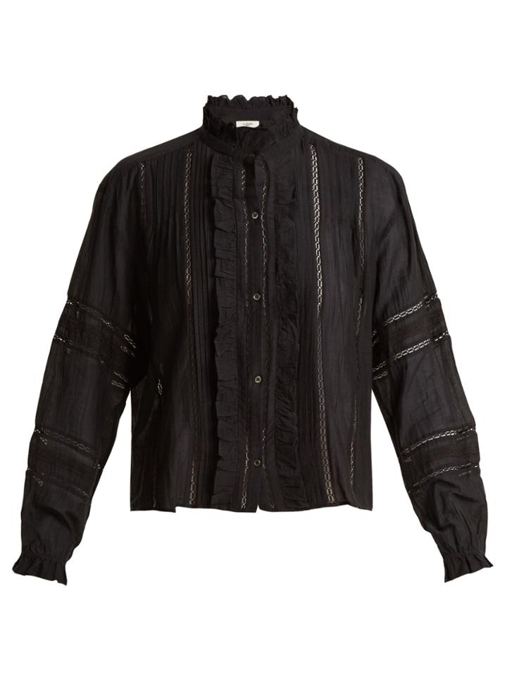 Isabel Marant Étoile Valda Lace-trimmed Cotton-blend Blouse