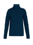 Matchesfashion.com Inis Mein - Trellis Cable Knit Roll Neck Sweater - Mens - Blue