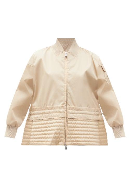 Matchesfashion.com Moncler - Baldah Drawstring-waist Topstitched Jacket - Womens - Beige