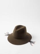 Maison Michel - Henrietta Bead-embellished Felt Fedora Hat - Womens - Khaki