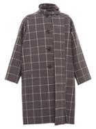 Matchesfashion.com Marc Jacobs - Oversized Windowpane Check Scarf Neck Wool Coat - Womens - Grey