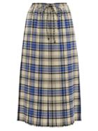 Matchesfashion.com Shrimps - Vesper Pleated Wool Plaid Midi Skirt - Womens - Blue Multi