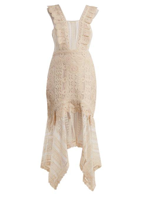 Matchesfashion.com Jonathan Simkhai - Handkerchief Hem Cotton Macram Lace Dress - Womens - Cream