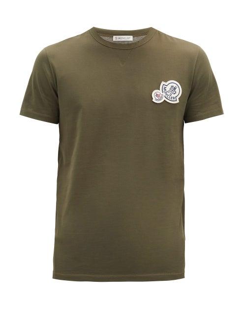 Matchesfashion.com Moncler - Double-logo Cotton T-shirt - Mens - Khaki