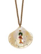 Matchesfashion.com Gucci - Crystal Embellished Shell Necklace - Womens - White