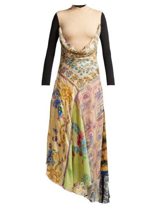 Matchesfashion.com Marine Serre - Scarf Print Cowl Back Handkerchief Hem Dress - Womens - Multi