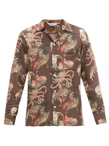 Matchesfashion.com Nipoaloha - Aloha Gamecock Cuban Collar Shirt - Mens - Brown Multi
