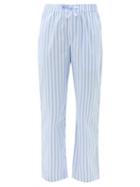 Tekla - Striped Organic-cotton Pyjama Trousers - Womens - Blue Stripe