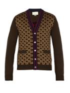 Matchesfashion.com Gucci - Gg Intarsia Wool Cardigan - Mens - Brown Multi