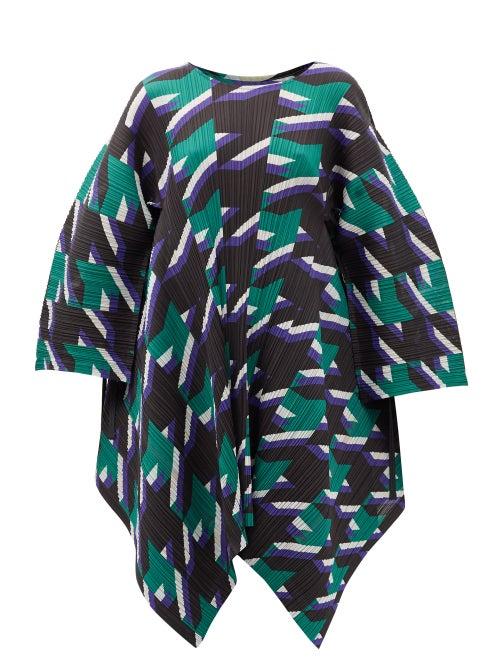 Matchesfashion.com Pleats Please Issey Miyake - Shooting Star-print Technical-pleated Tunic - Womens - Green Multi