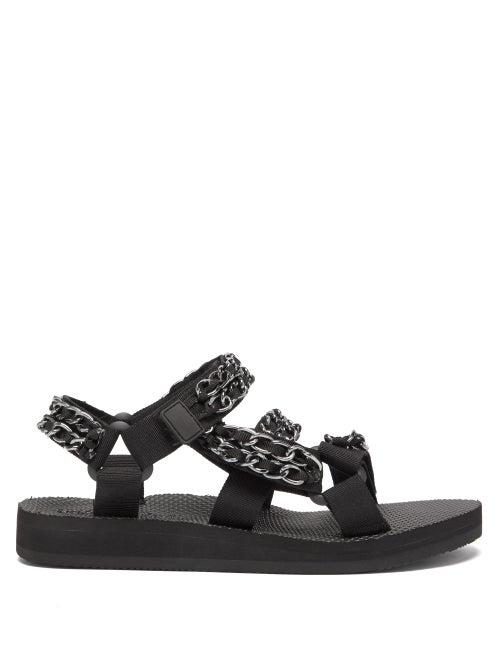 Matchesfashion.com Arizona Love - Trekky Trio Chain Recycled-nylon Sandals - Womens - Black Silver