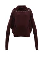 Matchesfashion.com Palmer//harding - Roll Neck Cut Out Wool Blend Jumper - Womens - Burgundy