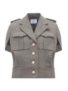 Matchesfashion.com Prada - Single Breasted Wool Cape - Womens - Grey