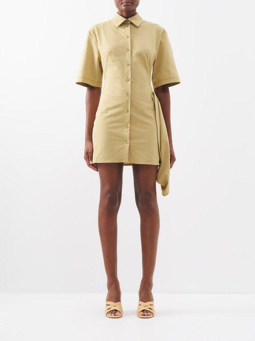 Jacquemus - Camisa Cutout Twill Shirt Dress - Womens - Light Khaki