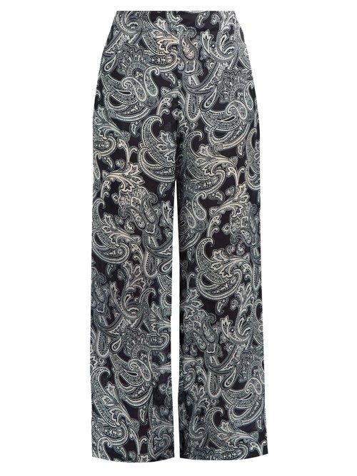Matchesfashion.com Acne Studios - Tennessee Paisley Print Wide Leg Trousers - Womens - Navy Print