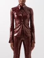 16arlington - Opala Sequinned Jersey Shirt - Womens - Burgundy