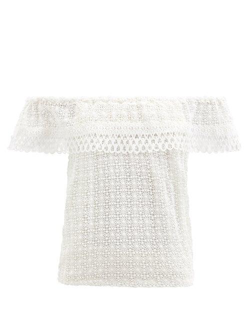 Lolita Jaca - Capri Off-the-shoulder Cotton-lace Top - Womens - White