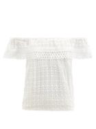 Lolita Jaca - Capri Off-the-shoulder Cotton-lace Top - Womens - White