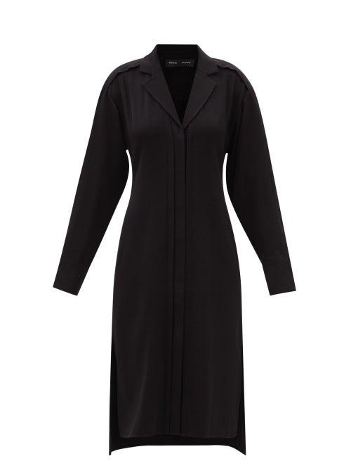 Proenza Schouler - Hammered-crepe Shirt Dress - Womens - Black