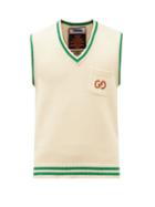 Gucci - Pineapple-embroidered Cotton Sweater Vest - Mens - Beige