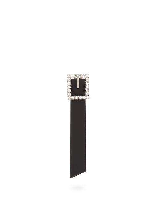 Matchesfashion.com Loewe - Crystal Embellished Leather Single Earring - Womens - Black