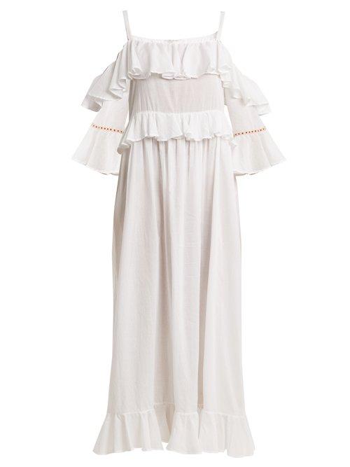 Matchesfashion.com Daft - Paxos Off Shoulder Dress - Womens - White