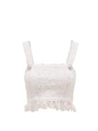 Matchesfashion.com Balmain - Fringed Boucl Tweed Crop Top - Womens - Pink White