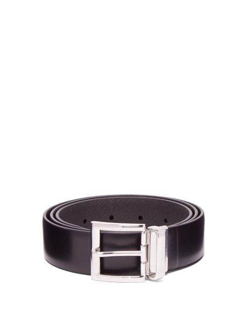 Matchesfashion.com Prada - Reversible Leather Belt - Mens - Black