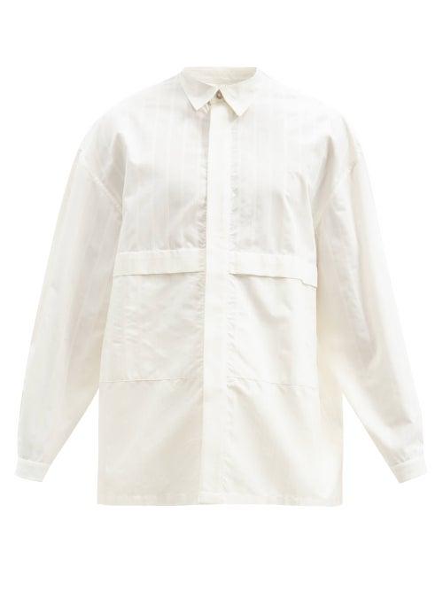 Matchesfashion.com E. Tautz - Concealed-pocket Cotton-poplin Shirt - Mens - Cream