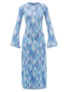 Matchesfashion.com Dodo Bar Or - Ally Open-back Geometric-jacquard Knitted Dress - Womens - Blue Multi