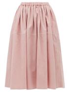 Matchesfashion.com Sara Lanzi - Gathered Cotton Corduroy Skirt - Womens - Light Pink