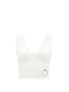 Ladies Activewear Marysia Sport - Venus Scalloped-edge Seersucker Crop Top - Womens - White