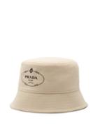 Matchesfashion.com Prada - Logo Print Canvas Bucket Hat - Mens - Cream