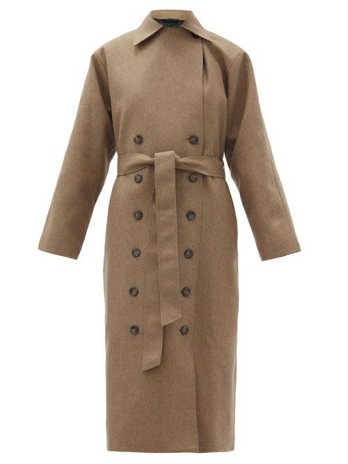 Matchesfashion.com Totme - Terlago Wool-blend Trench Coat - Womens - Beige