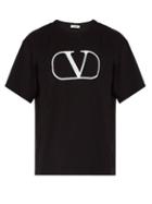 Matchesfashion.com Valentino - Logo Print Cotton Jersey T Shirt - Mens - Black