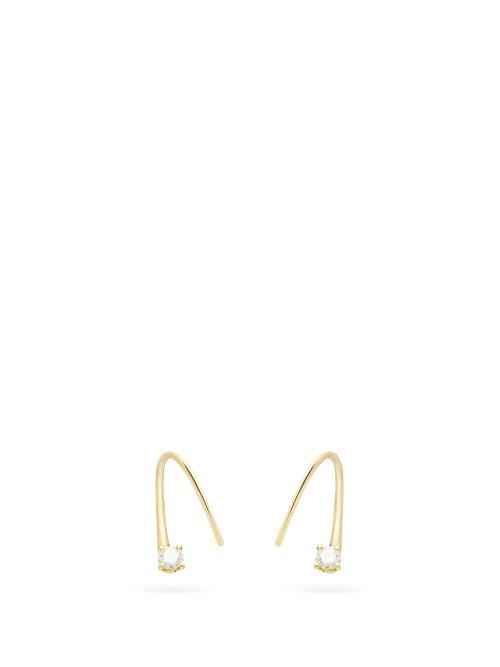 Matchesfashion.com Jade Trau - Ara Mini Diamond & 18kt Gold Hoops - Womens - Gold