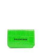 Matchesfashion.com Balenciaga - Logo-print Crocodile-effect Leather Bi-fold Wallet - Womens - Green Multi