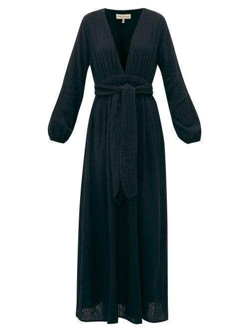 Matchesfashion.com Mara Hoffman - Luna Tie Waist Cotton Voile Dress - Womens - Black