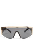 Versace Eyewear - Shield Acetate And Metal Sunglasses - Womens - Black Gold