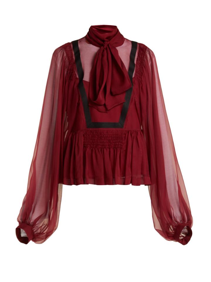 Rochas Tie-neck Silk-chiffon Blouse