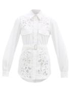 Matchesfashion.com Jw Anderson - Belted Cutout Cotton-poplin Shirt - Womens - White