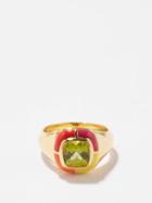 Fry Powers - Darcy Peridot, Enamel & 14kt Gold-vermeil Ring - Womens - Orange Multi