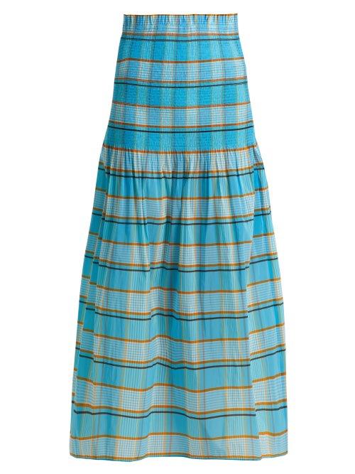 Matchesfashion.com Diane Von Furstenberg - Horizon Checked Skirt - Womens - Blue Print