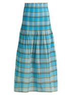 Matchesfashion.com Diane Von Furstenberg - Horizon Checked Skirt - Womens - Blue Print