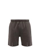 Les Tien - Press-stud Cuffs Brushed-back Cotton Shorts - Mens - Black