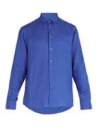 Matchesfashion.com Vilebrequin - Caroubis Point Collar Linen Shirt - Mens - Blue